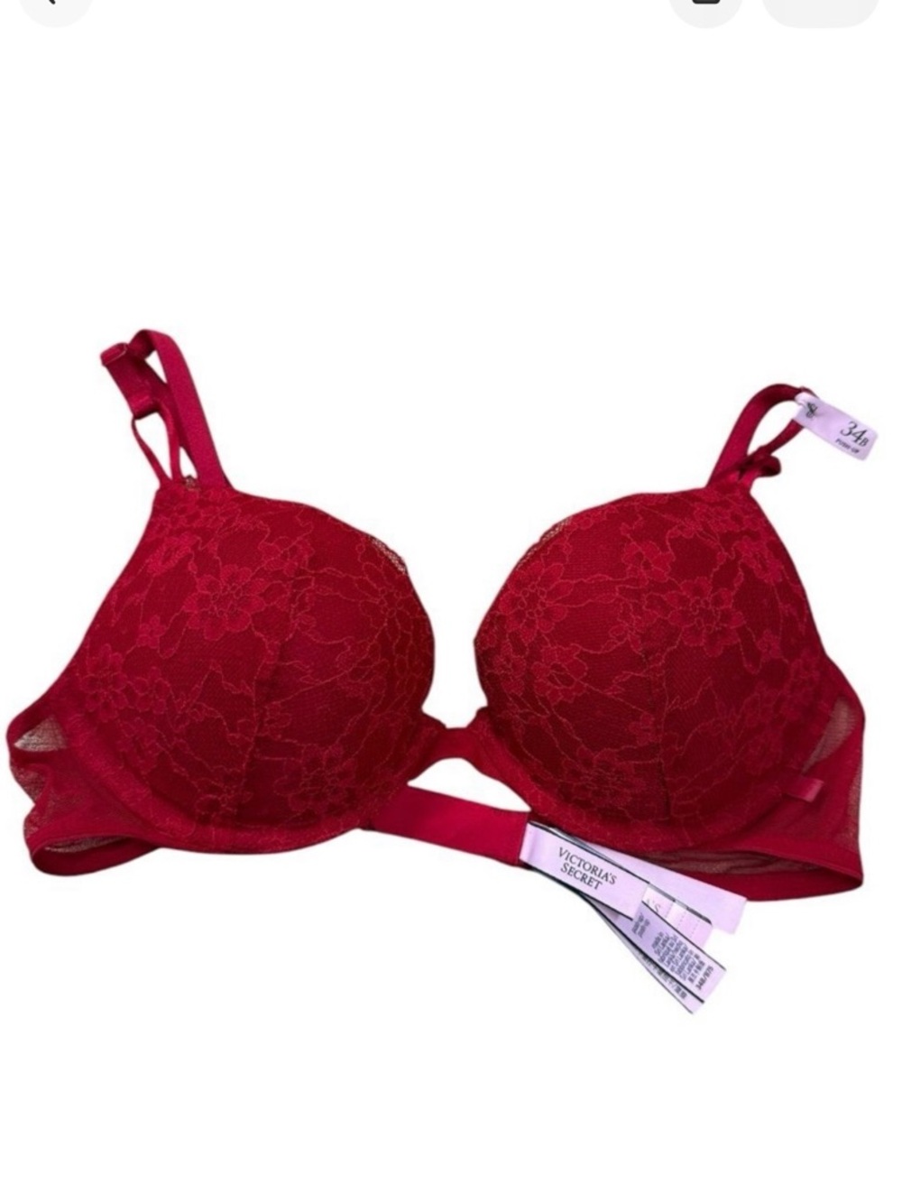 Victoria's Secret NWT Red Lace Push-Up Bra Size 34B